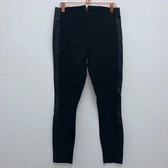 J.Crew Leather Tuxedo Stripe Pixie Black Pants Size 2 - Picture 2 of 7